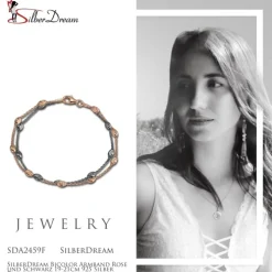 SilberDream Bicolor Armband Rose und Schwarz 19-21cm 925 Silber Damen SDA2459F