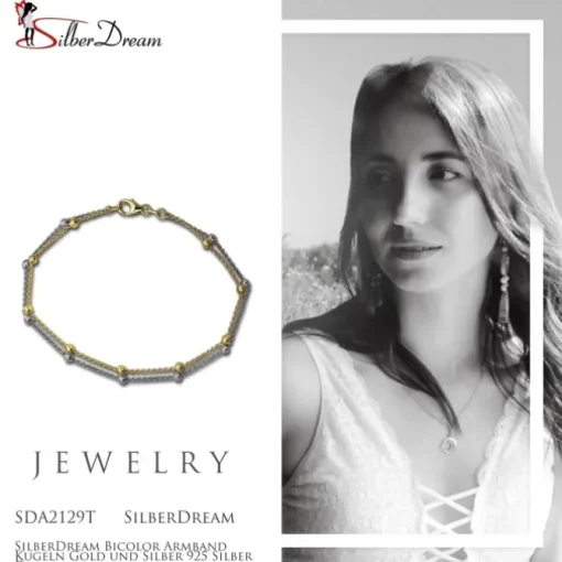 SilberDream Bicolor Armband Kugeln Gold und Silber 925 Silber Damen SDA2129T