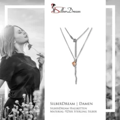 SilberDream Bicolor Collier Kette Rose 925 Silber 44cm - 47cm SDK50144T