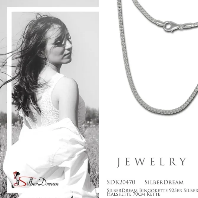 SilberDream Bingokette 925er Silber Halskette 70cm Kette SDK20470