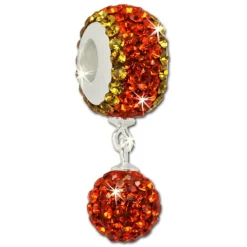 SilberDream Bommel-Bead Glitzer Kristalle orange 925 Silber GSB405
