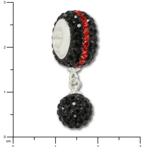 SilberDream Bommel-Bead Glitzer Kristalle schwarz 925 Silber GSB402
