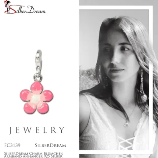 SilberDream Charm Blümchen Armband Anhänger 925 Silber FC3139
