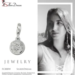 SilberDream Charm Blume Zirkonia 925er Silber Armband Anhänger FC888W