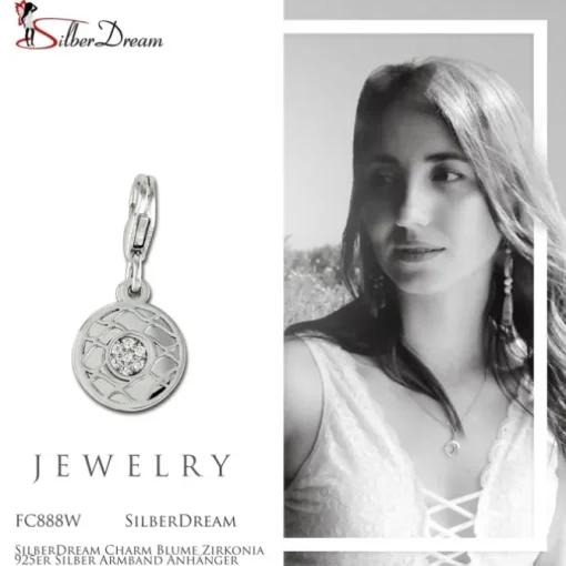 SilberDream Charm Blume Zirkonia 925er Silber Armband Anhänger FC888W
