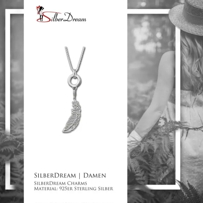 SilberDream Charm Feder Set mit Kette und Verbinder Silber FCA119