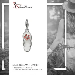 SilberDream Charm Flip Flop Blume 925er Armband Anhänger FC843W