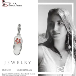 SilberDream Charm Flip Flop Blume 925er Armband Anhänger FC843W