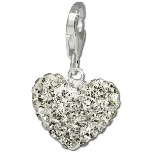 SilberDream Charm Glitzer Herz weiß Zirkonias 925 GSC216W