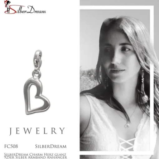 SilberDream Charm Herz glanz 925er Silber Armband Anhänger FC508