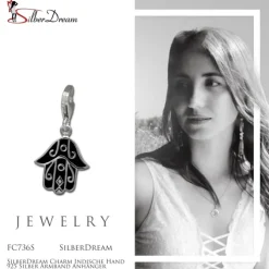 SilberDream Charm Indische Hand 925 Silber Armband Anhänger FC736S