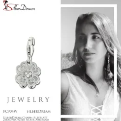 SilberDream Charm Kleeblatt Zirkonia 925er Silber Armband Anhänger FC904W