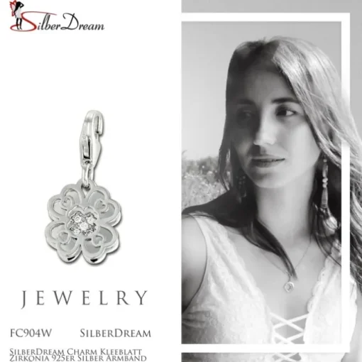 SilberDream Charm Kleeblatt Zirkonia 925er Silber Armband Anhänger FC904W