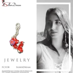 SilberDream Charm Motorroller 925 Silber Armband Anhänger FC3138
