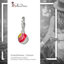SilberDream Charm Muffin Blume 925er Silber Armband Anhänger FC3140P