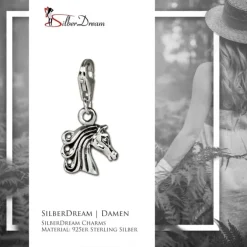 SilberDream Charm Pferdekopf Armband Anhänger 925 Silber FC1043