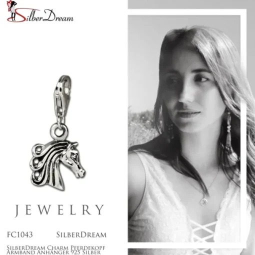 SilberDream Charm Pferdekopf Armband Anhänger 925 Silber FC1043