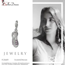 SilberDream Charm Römersandale lila 925 Silber Zirkonia Armband Anhänger FC868V