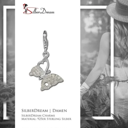 SilberDream Charm Schmetterling weiß 925er Armband Anhänger FC1045W