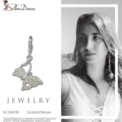 SilberDream Charm Schmetterling weiß 925er Armband Anhänger FC1045W