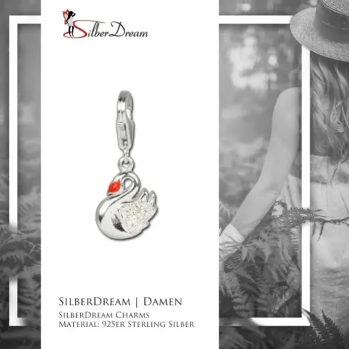 SilberDream Charm Schwan Armband Anhänger 925 Silber FC254W