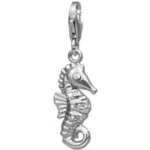 SilberDream Charm Seepferd Zirkonia 925 Silber Armband Anhänger FC682