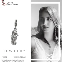 SilberDream Charm Seepferd Zirkonia 925 Silber Armband Anhänger FC682