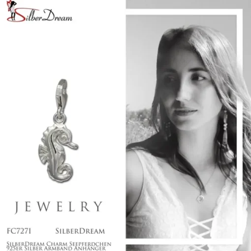 SilberDream Charm Seepferdchen 925er Silber Armband Anhänger FC727I