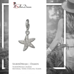 SilberDream Charm Seestern Zirkonia 925 Silber Armband Anhänger FC730W