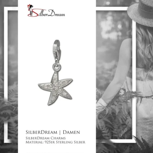 SilberDream Charm Seestern Zirkonia 925 Silber Armband Anhänger FC730W