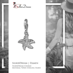 SilberDream Charm Seestern weiß 925 Silber Armband Anhänger FC643