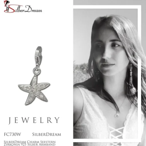 SilberDream Charm Seestern Zirkonia 925 Silber Armband Anhänger FC730W