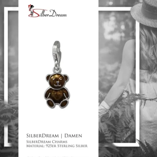 SilberDream Charm Teddybär braun 925er Silber Armband Anhänger FC855N