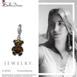 SilberDream Charm Teddybär braun 925er Silber Armband Anhänger FC855N