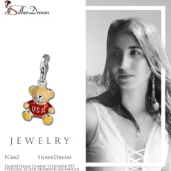 SilberDream Charm Teddybär 925 Sterling Silber Armband Anhänger FC662