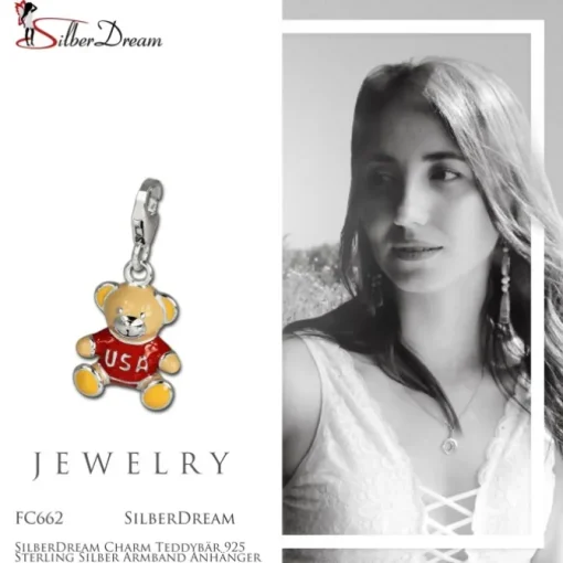 SilberDream Charm Teddybär 925 Sterling Silber Armband Anhänger FC662