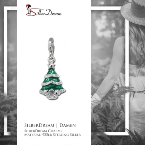 SilberDream Charm Weihnachtsbaum 925 Silber Armband Anhänger FC849G