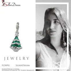 SilberDream Charm Weihnachtsbaum 925 Silber Armband Anhänger FC849G