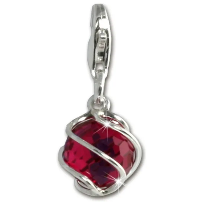 SilberDream Charm Zirkonia Kugel rot Armband Anhänger FC200R