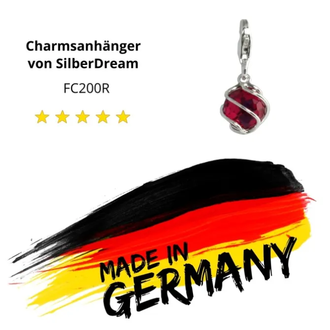 SilberDream Charm Zirkonia Kugel rot Armband Anhänger FC200R