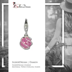 SilberDream Charm Zirkonia Kugel rosa Armband Anhänger FC200P