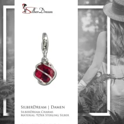 SilberDream Charm Zirkonia Kugel rot Armband Anhänger FC200R