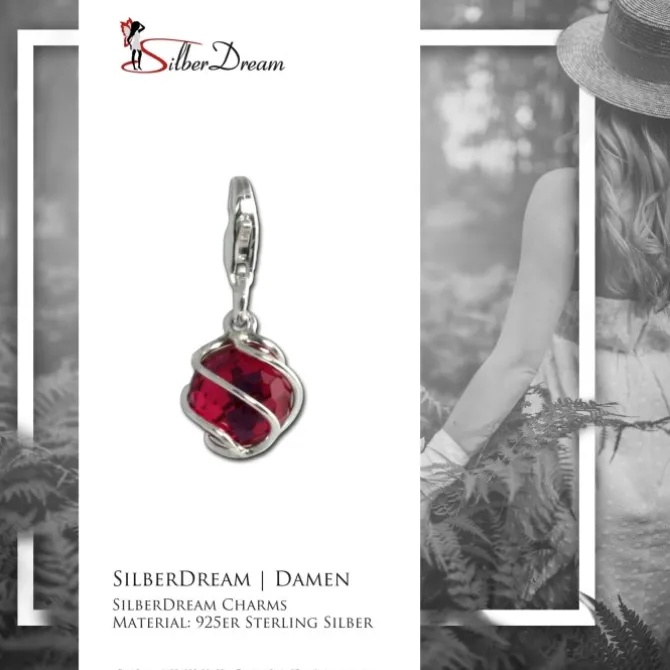 SilberDream Charm Zirkonia Kugel rot Armband Anhänger FC200R