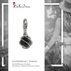 SilberDream Charm Zirkonia Kugel schwarz Armband Anhänger FC200S