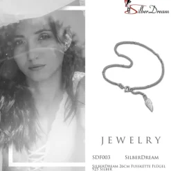 SilberDream 26cm Fußkette Flügel 925 Silber SDF003
