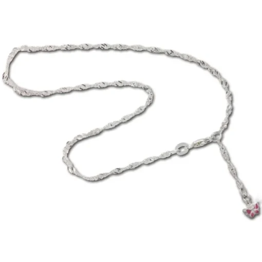 SilberDream 26cm Fußkette Schmetterling rosa 925er Silber SDF017A