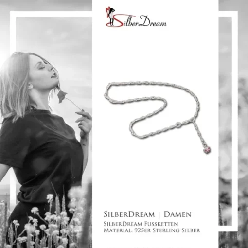 SilberDream 26cm Fußkette Schmetterling rosa 925er Silber SDF017A