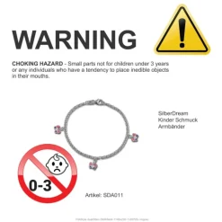 SilberDream 15,5cm Kinder Armband Schmetterling Silber SDA011