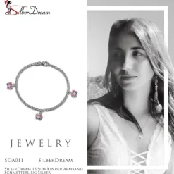 SilberDream 15,5cm Kinder Armband Schmetterling Silber SDA011