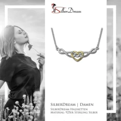 SilberDream Collier Bicolor Kette Tribal Herz 925 Sterling Silber 45cm SDK50045Y